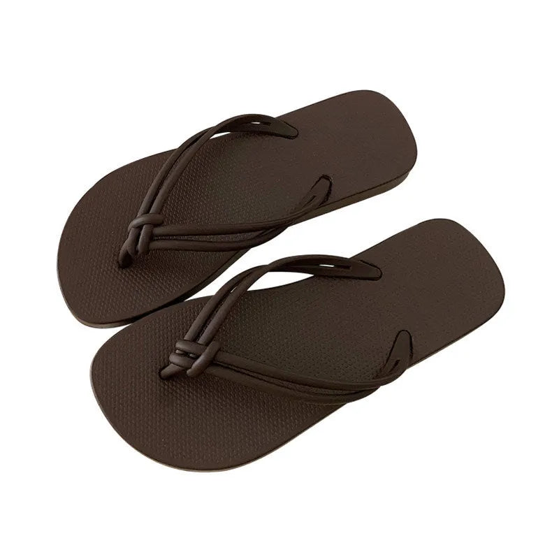 Men's casual PVC flip flops in a toe-covering style on a white background.