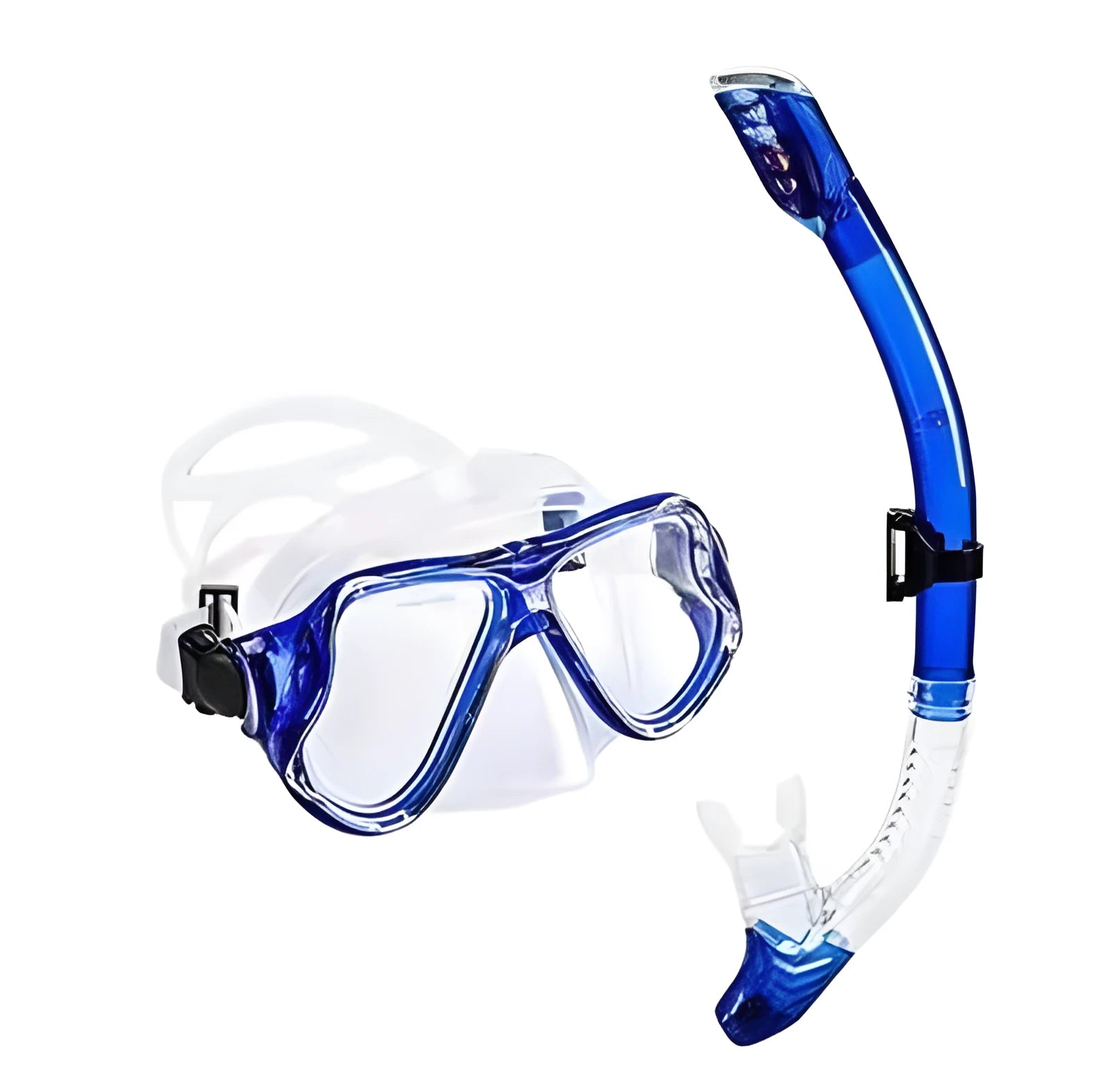 Diving goggles with anti-fog lens, PC frame, transparent glass, and adjustable silicone strap in multiple colours