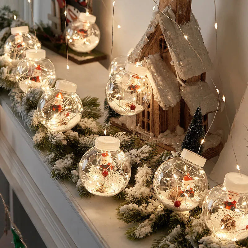 10-piece LED Christmas curtain light set with snowman, tree, and Santa ornaments for window decoration