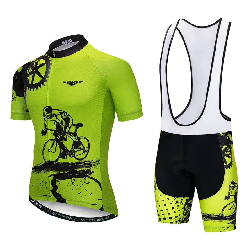 Pro cycling jersey set in polyester, multiple colours, Asian sizing XS to 3XL, for road biking men and women