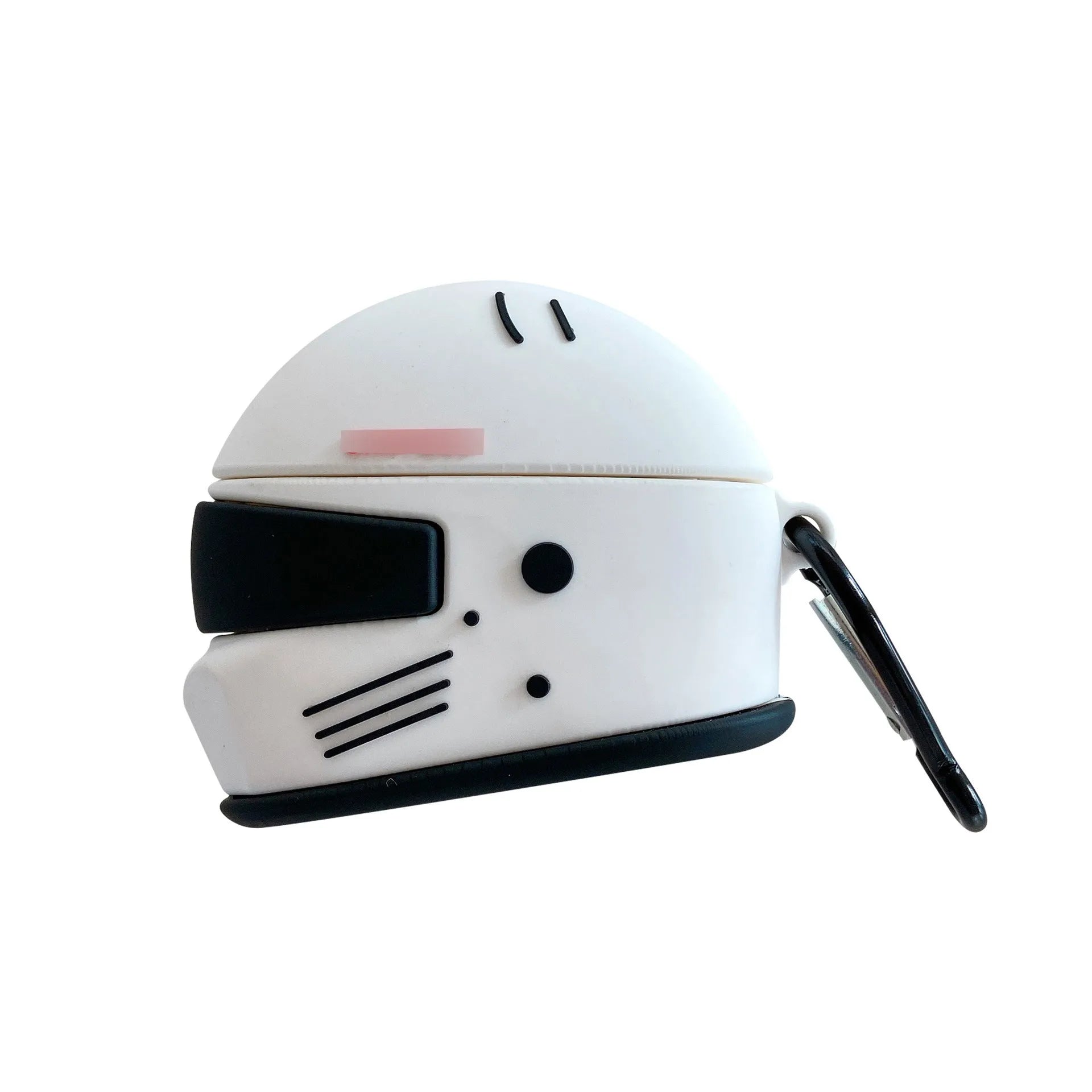 Cartoon motorcycle helmet silicone Airpods case with carabiner clip
