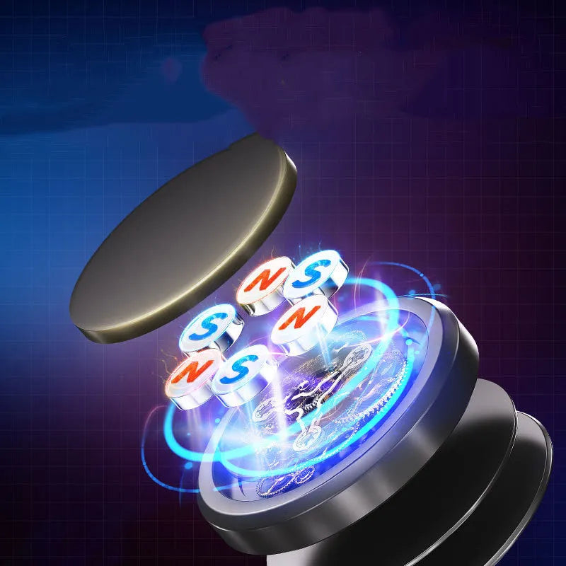 Obsidian black magnetic phone holder with centripetal force technology and alloy construction