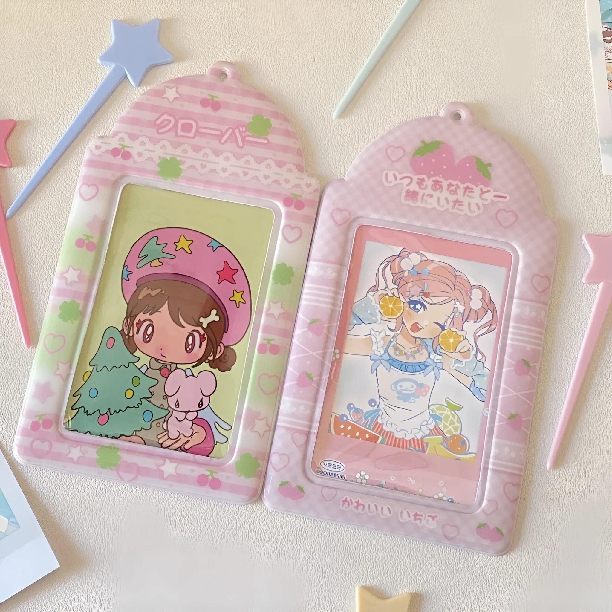 PVC cartoon meal card holder display pendant for 3-inch ID cards