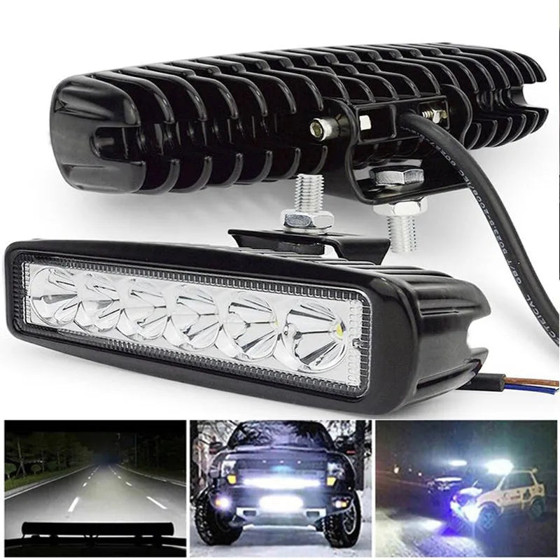 Black car auxiliary LED spotlight with die-cast aluminium housing and bracket mounting