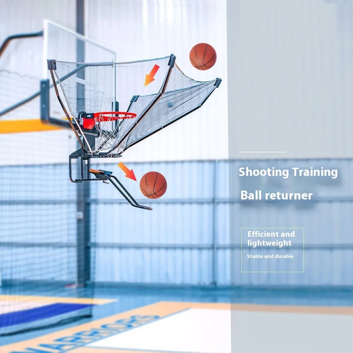 Automatic basketball shooting trainer ball return device made from cowhide and iron for solo practice.