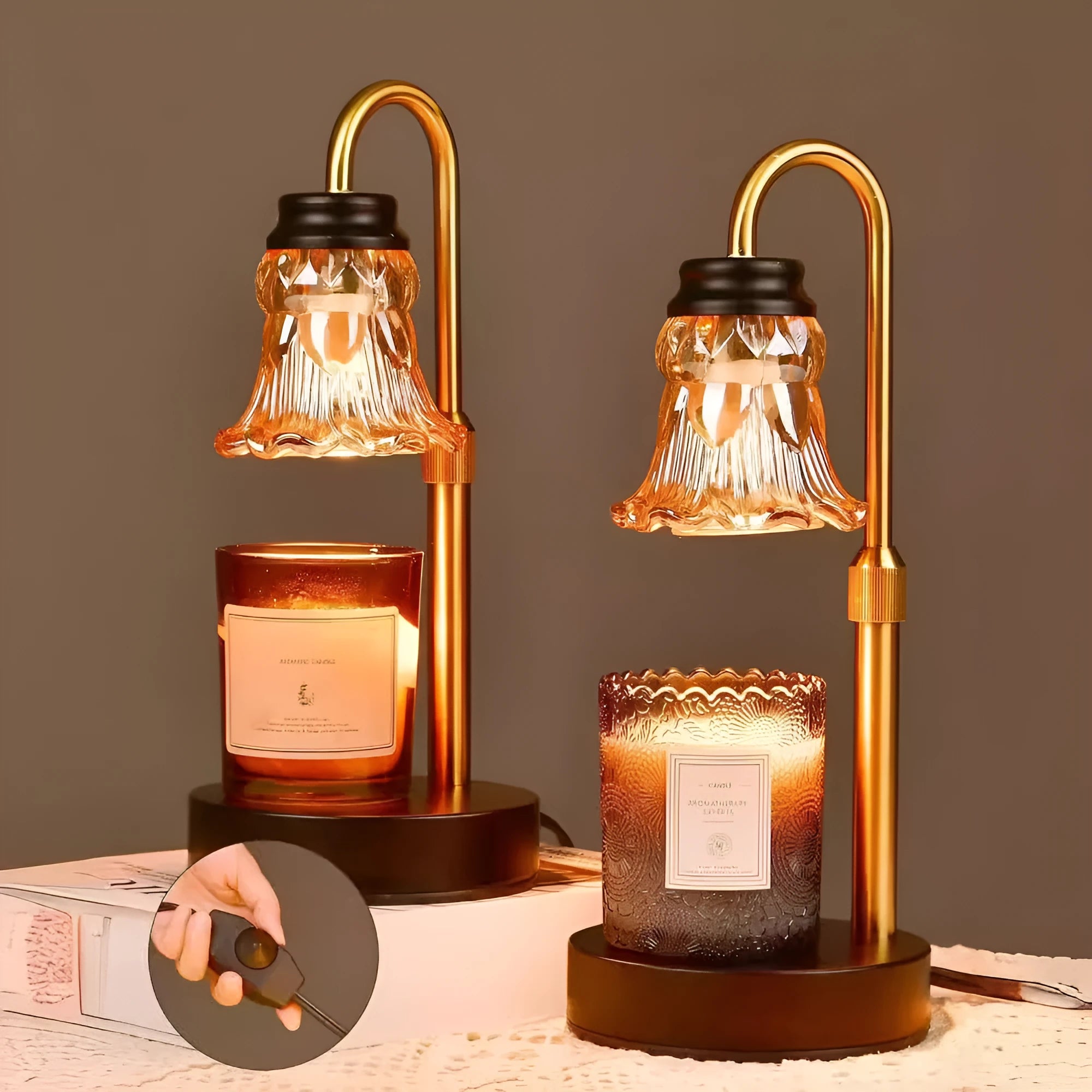 Tall bamboo aromatherapy wax melting lamp for fragrance and light.