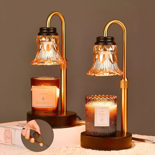 Tall bamboo aromatherapy wax melting lamp for fragrance and light.
