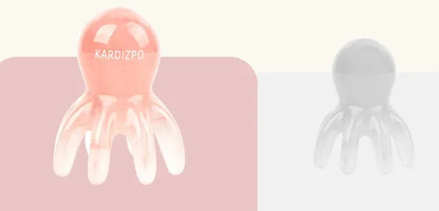 Small pink octopus-shaped massage comb for periocular meridian massage with natural resin material