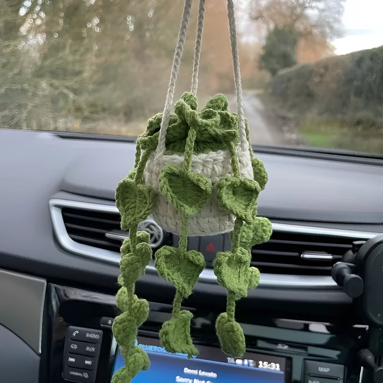 Simple style chemical fibre car rearview mirror pendant measuring 22cm by 7cm in one of six colour options.