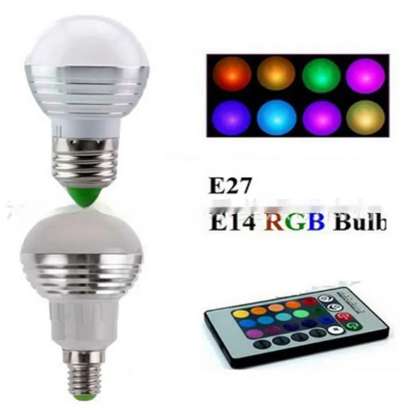 3W RGB LED bulb lamp with seven-color ambience and smart dimming in aluminium body with E27 screw base