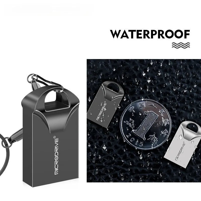 Mini black and silver metal USB flash drive showing compact size and USB connector