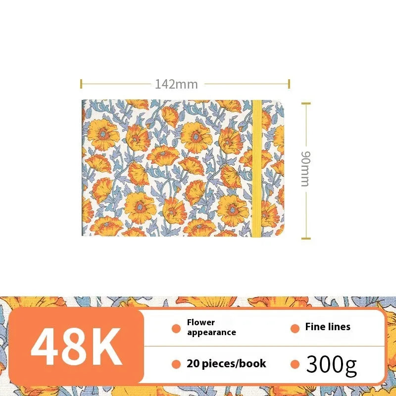 Feiluniao handmade fabric watercolour notebook in 185mm portable size, showing artistic cover design.