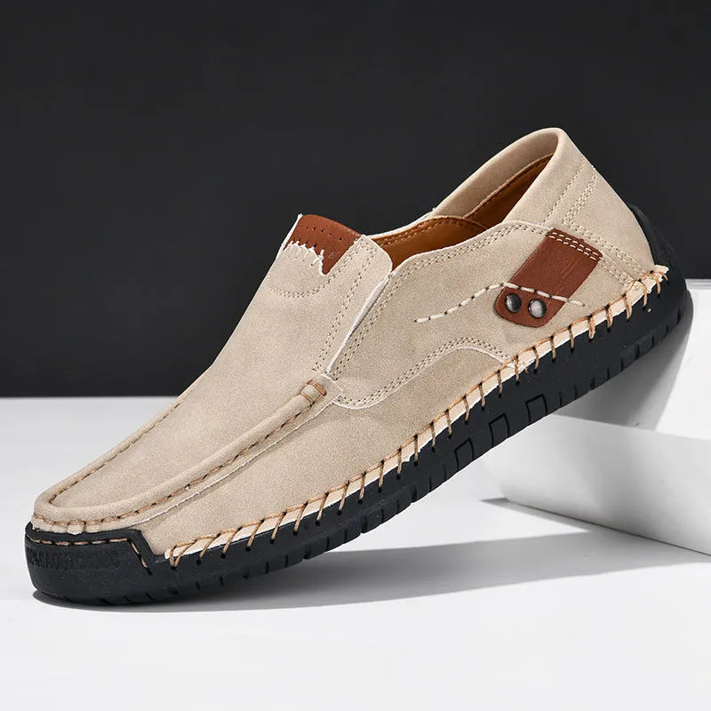 Men's business casual shoes with breathable microfiber upper, round toe, and lace-up closure available in multiple colours