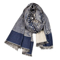Yarn-dyed jacquard scarf with totem pattern, 65x195cm, black colour, unisex street style