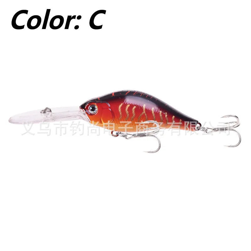 Fat Man Deep Diving Mino Lure crankbait in colour showing long diving lip and treble hooks.