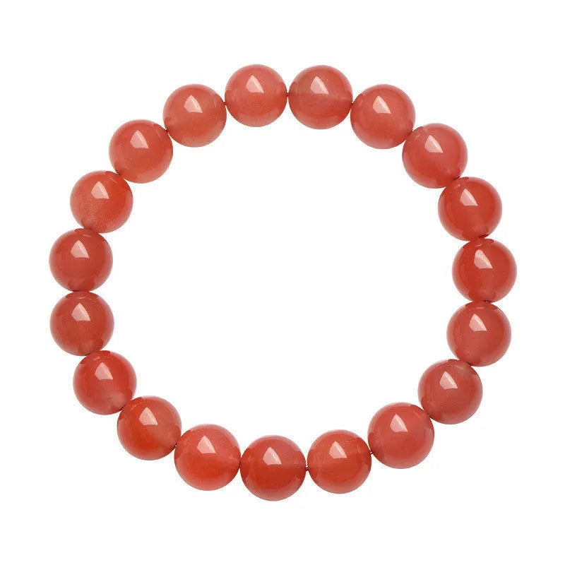 Natural South Red Cherry Red Agate bead bracelet shown in single and three-strand styles.