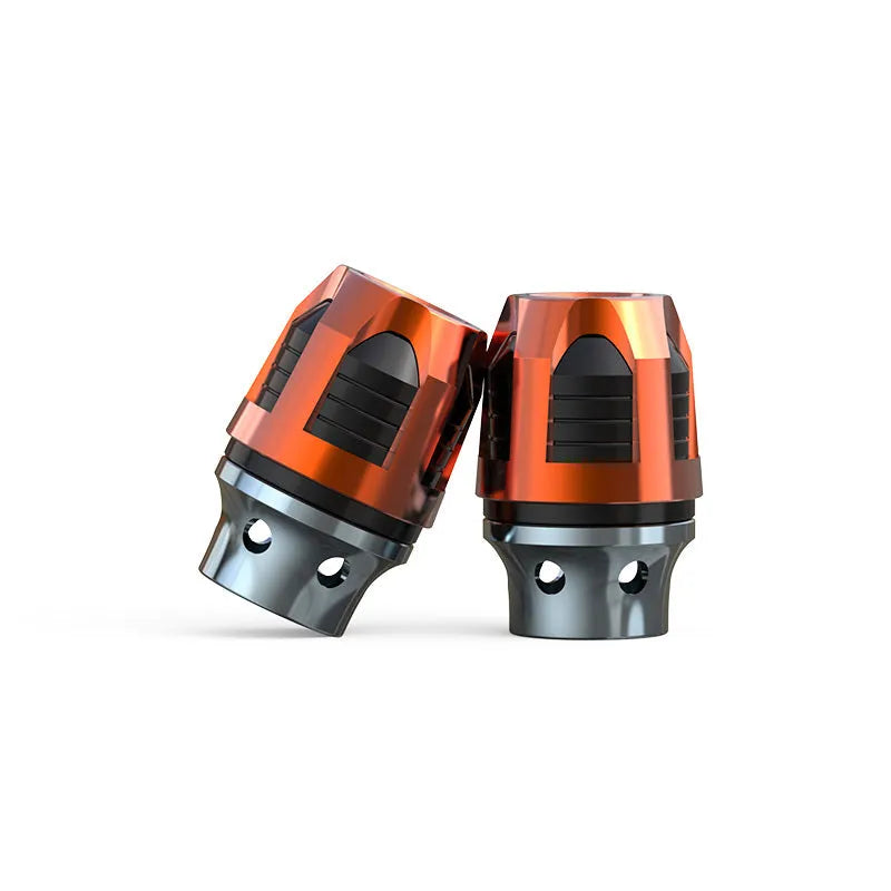 Aluminium alloy motorcycle fork cups pair in seven anodised colour options for front axle security