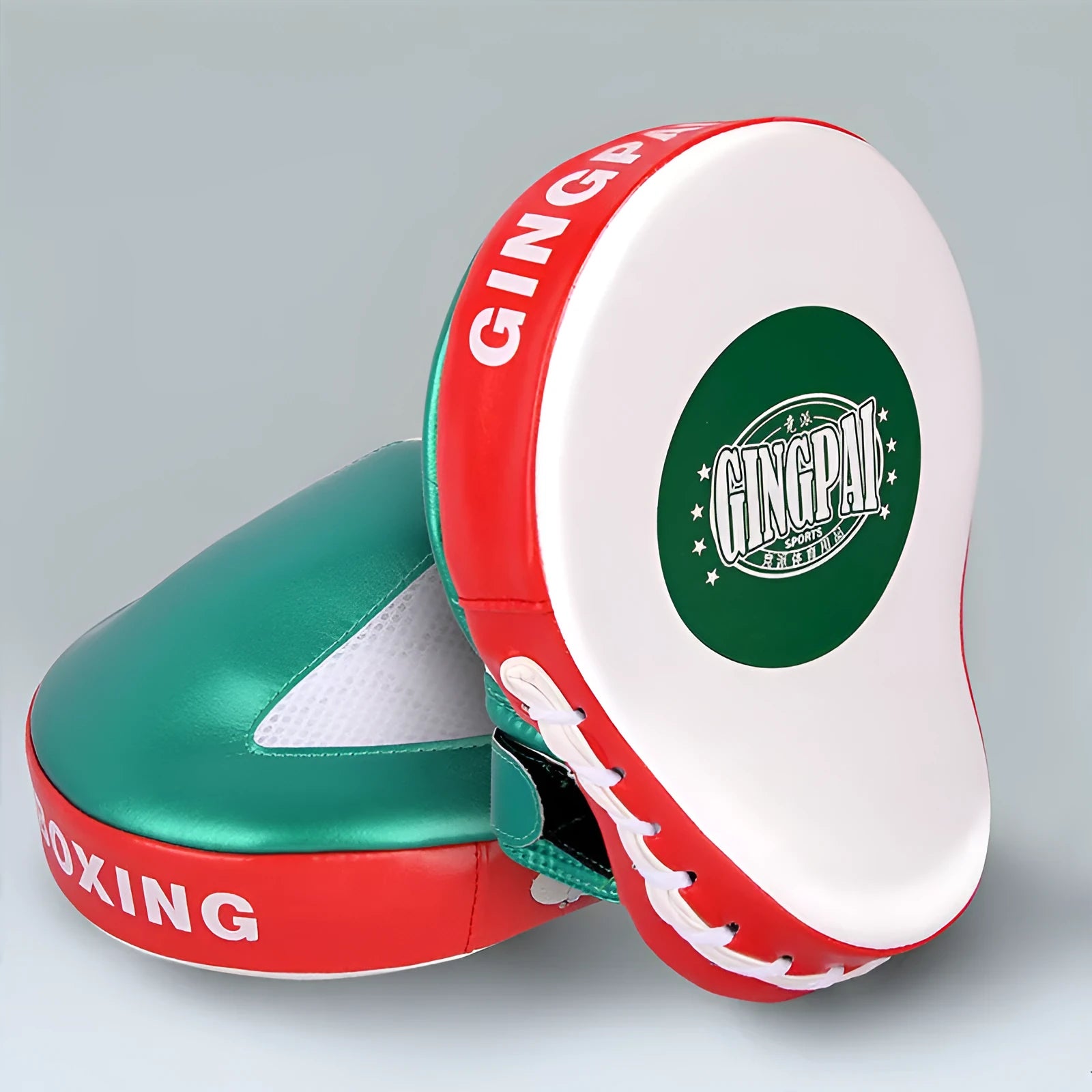 Vertical hanging boxing target in gold or green PU leather for martial arts training