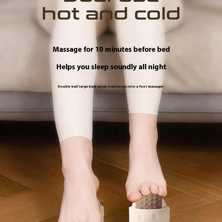 Massage ball set for cold and hot compress therapy in caramel mocha colour with dual-texture surface