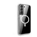 Transparent magnetic phone case for Samsung Galaxy S21 S22 S23 models with MagSafe charging compatibility