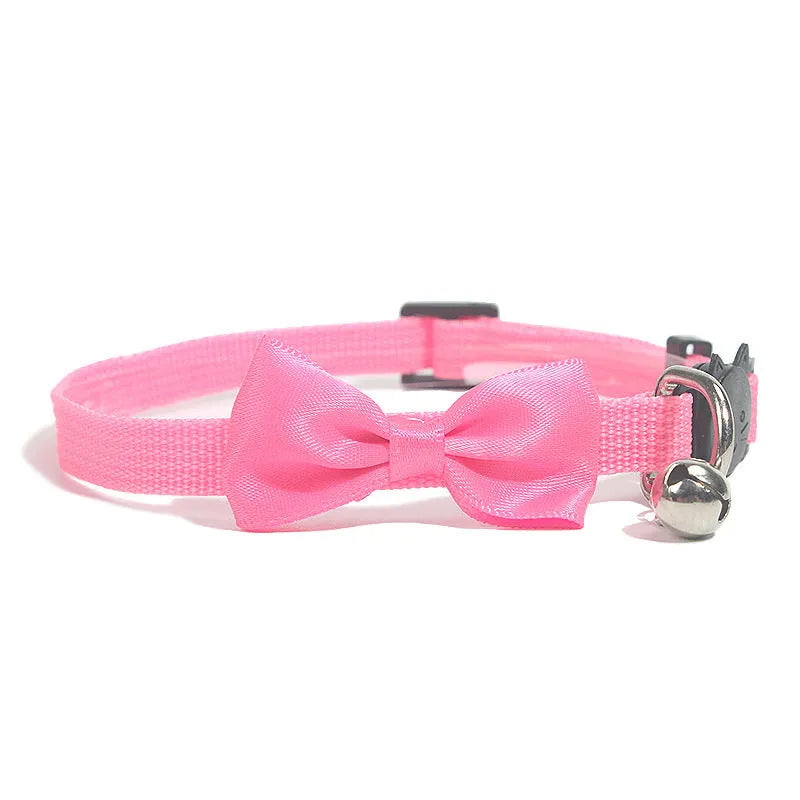 Striped adjustable nylon cat collar with bell in multiple bright colour options