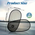 Black breathable mesh car side window shade stretched over glass with visible suction cups.