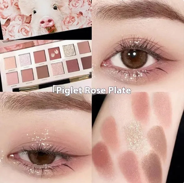 Twelve-colour animal eye shadow palette with cat, tiger, fox, and leopard designs