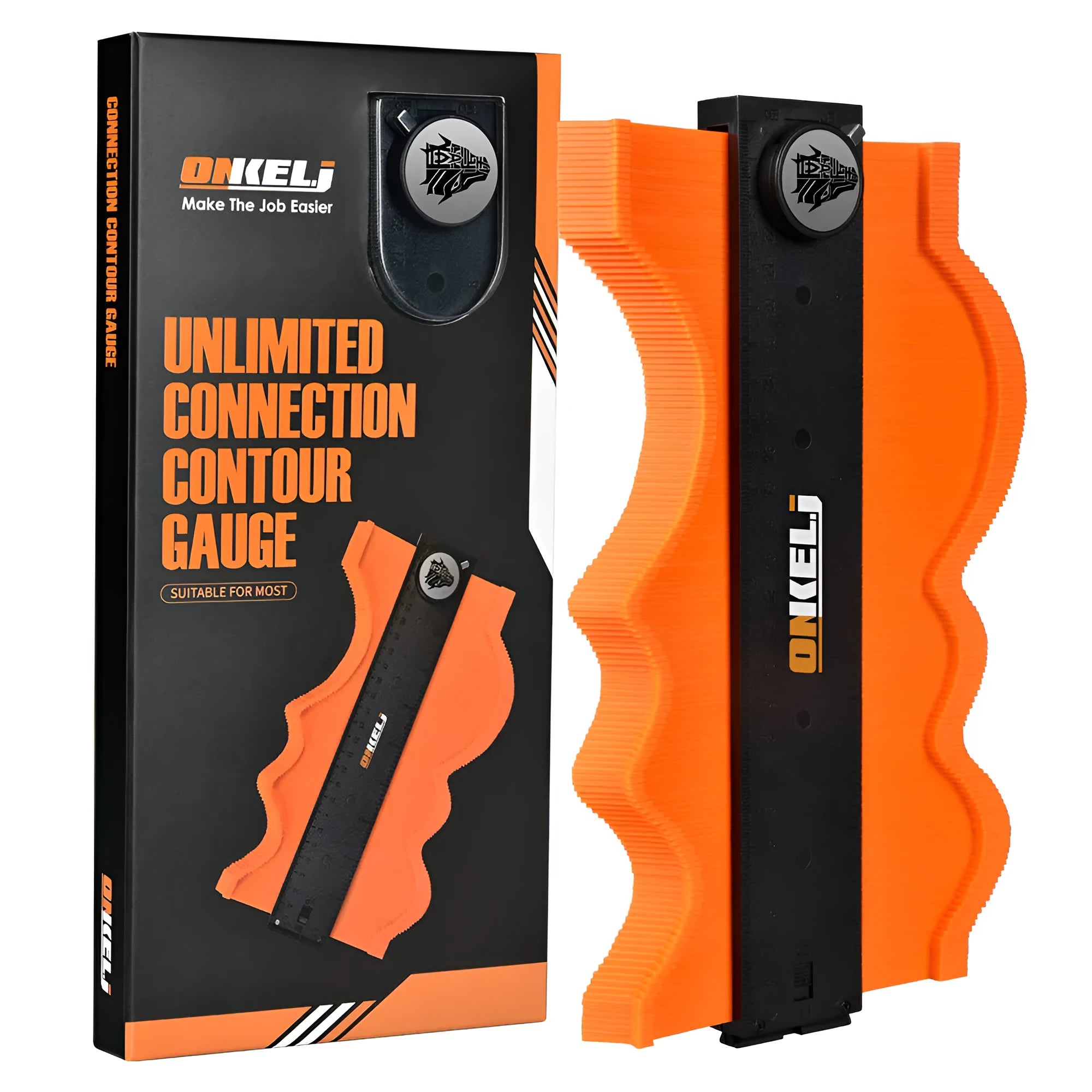 10-inch contour gauge with infinite splicing design and locking mechanism for precise profile transfers