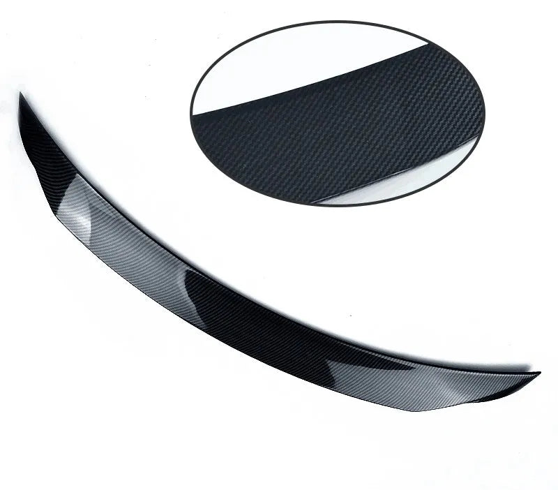 Large bright black fixed wing tail trim spoiler for a Mazda 3 Axela Exela