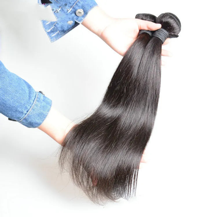 Brazilian virgin straight hair real human hair wig machine made medium long length natural black colour