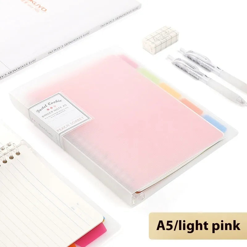Loose spiral notebook refill with transparent PP cover and raw wood pulp paper in A5 size