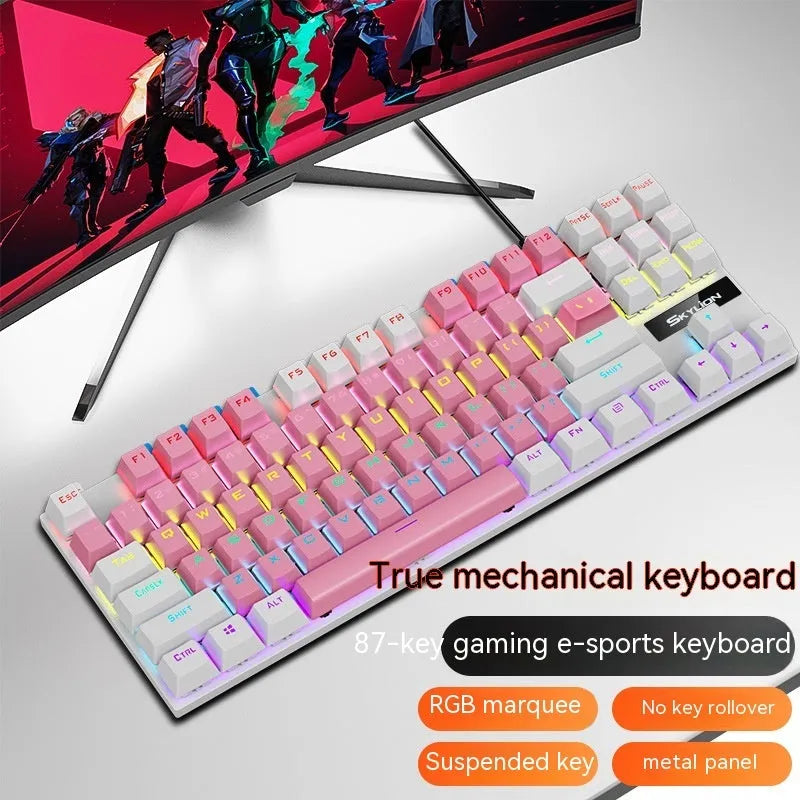 K87 mechanical keyboard with metal frame in selected colour, showing wired USB connection.