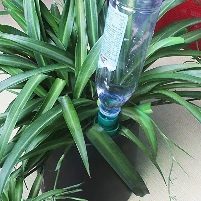 Green ceramic automatic water seepage device for plant irrigation with cola bottles