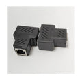 RJ45 network cable splitter adapter in white, yellow, red, blue, and black colours