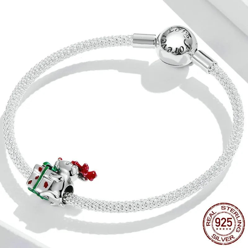 925 sterling silver reindeer bead with dripping oil finish, 1.1x1.4 cm, 0.45 cm aperture