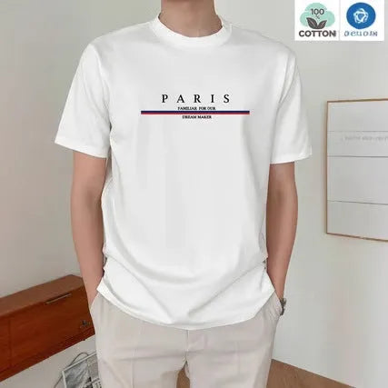 Men's loose fit cotton t-shirt with printed letter design in apricot colour.