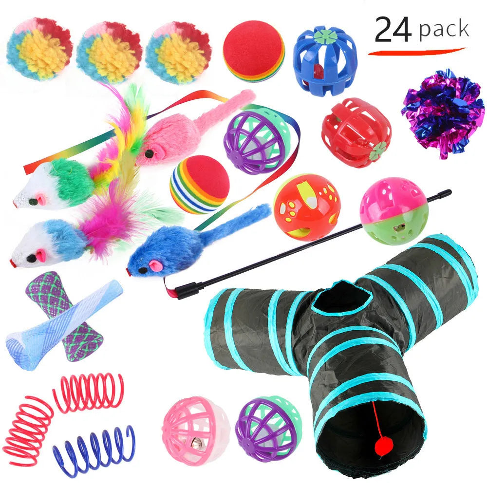 Plastic cat toy suit with tunnel channels in a selected colour from the B99801-B99855 range