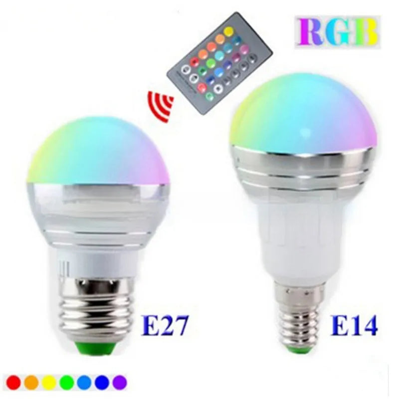 3W RGB LED bulb lamp with seven-color ambience and smart dimming in aluminium body with E27 screw base