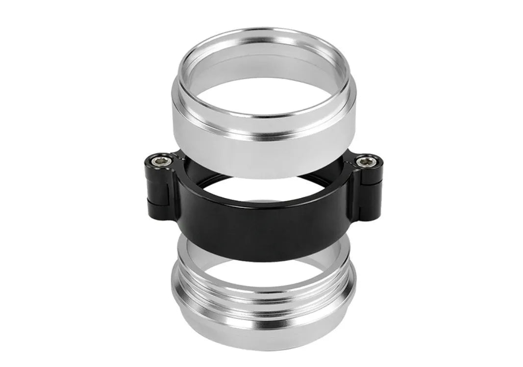 Aluminium fixed movement exhaust clamp for car modification in black, blue, or red colours