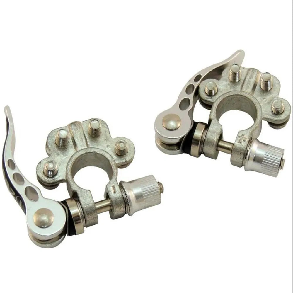 Cast pure copper car battery valve with tin-plated finish on white background