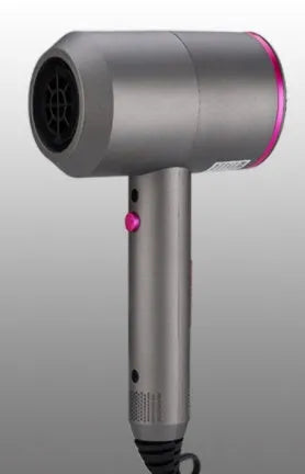 Hotel hammer hair dryer in grey with dual voltage 1800-2000W, three speeds, and two air nozzles plus diffuser