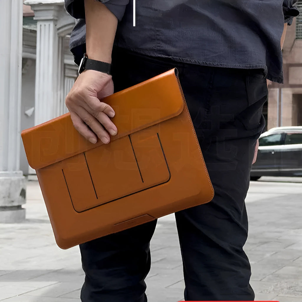 13.3-inch laptop bracket bag with integrated adjustable stand in black and brown colour options