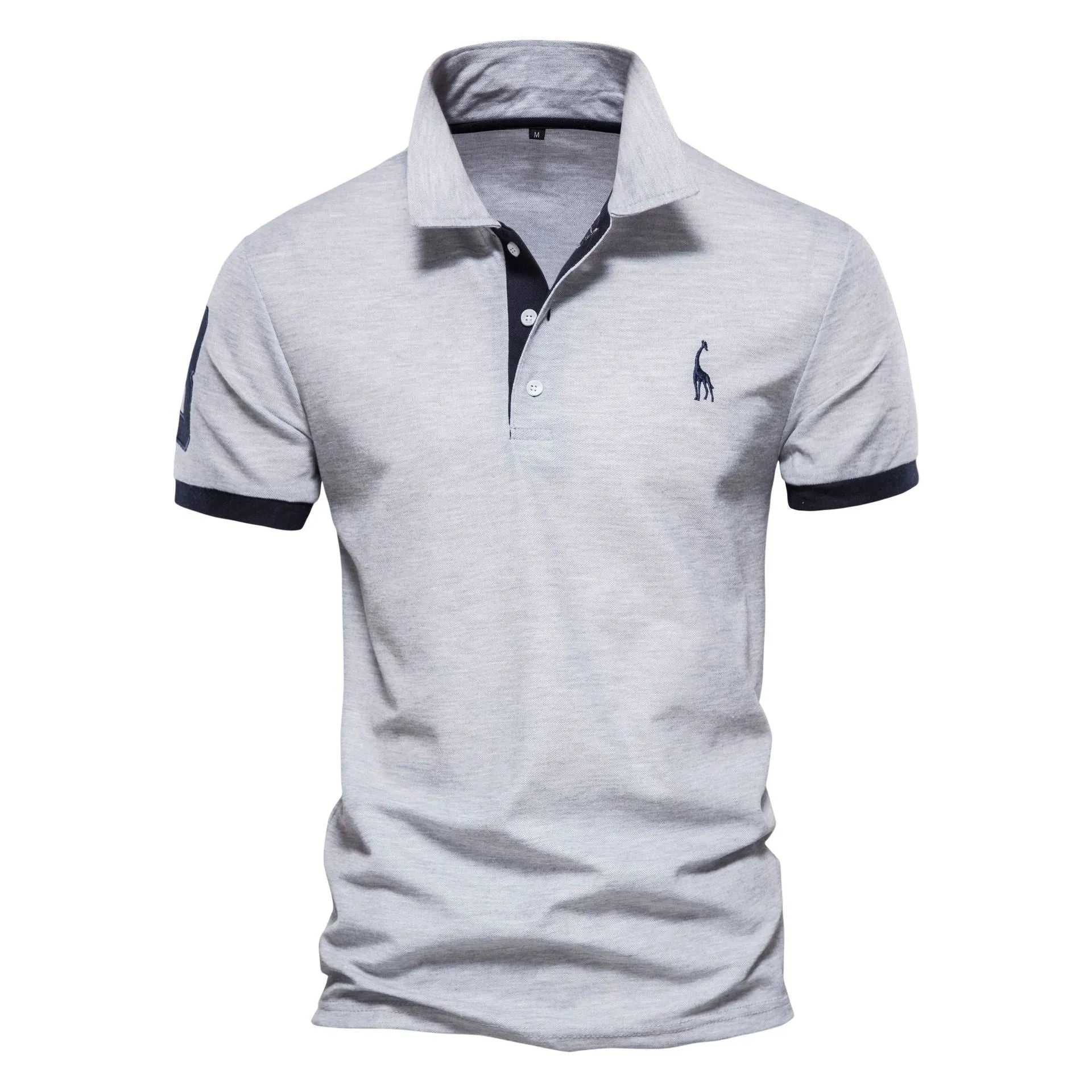 Men's slim fit short sleeve T-shirt with a detailed embroidered deer design on the chest.