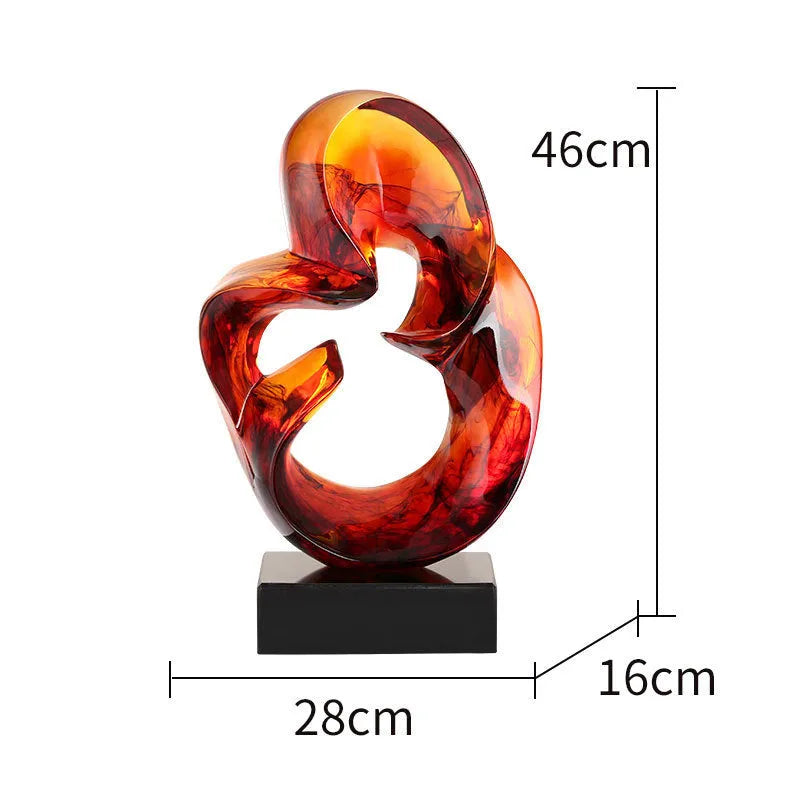 Transparent resin ornament in modern style showing blue or orange red colour option