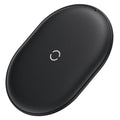 Black wireless charging pad with textured surface and indicator light for mobile phones