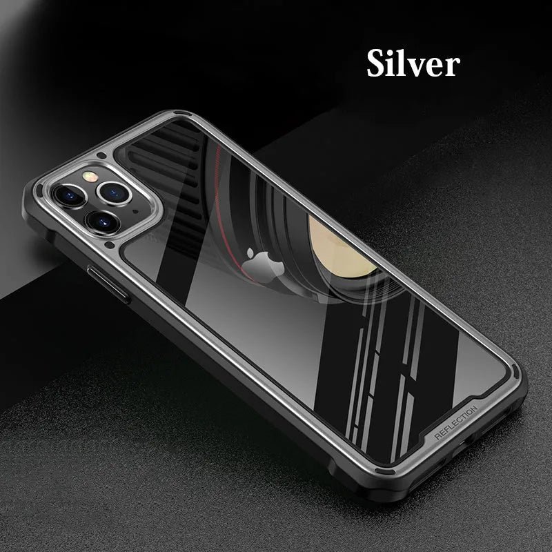 Transparent silicone mobile phone case for iPhone 11 on a table.