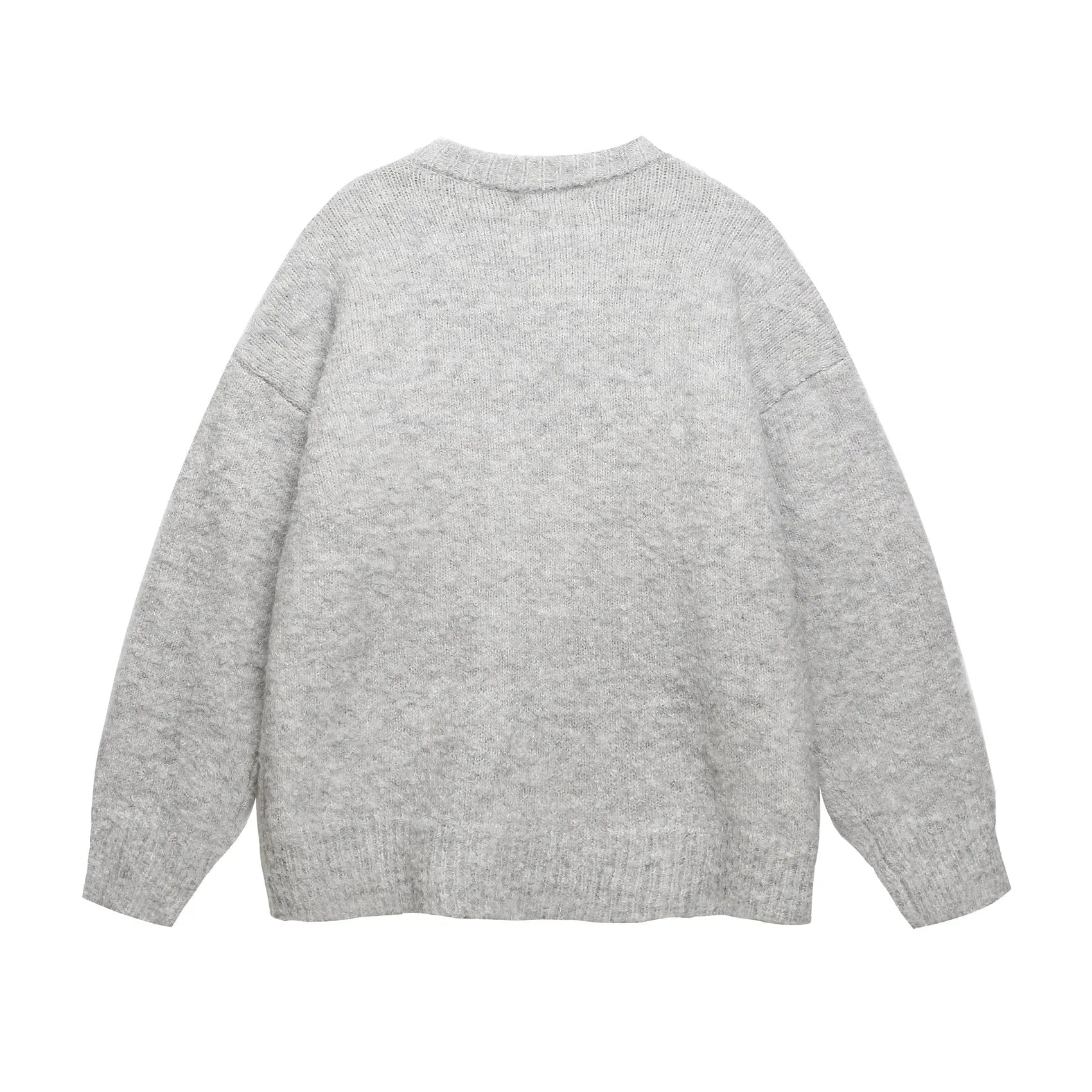American retro Christmas hat puppy embroidery casual round neck sweater in Gray for teenagers