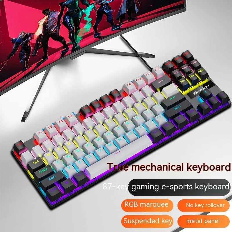 K87 mechanical keyboard with metal frame in selected colour, showing wired USB connection.