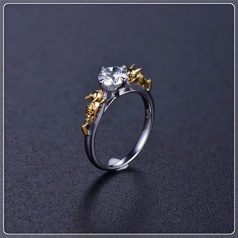 Black gold crystal crown ring for cosplay with copper construction and multiple size options