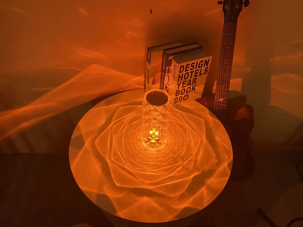 Romantic LED rose diamond table lamp in white light with touch switch, PAMA acrylic construction